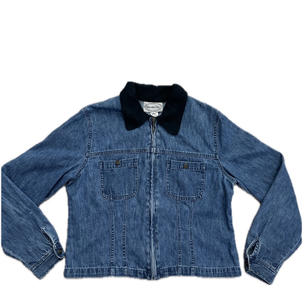 Women’s vintage denim cropped zipper jacket